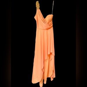 Chic One-Shoulder Peach Dress